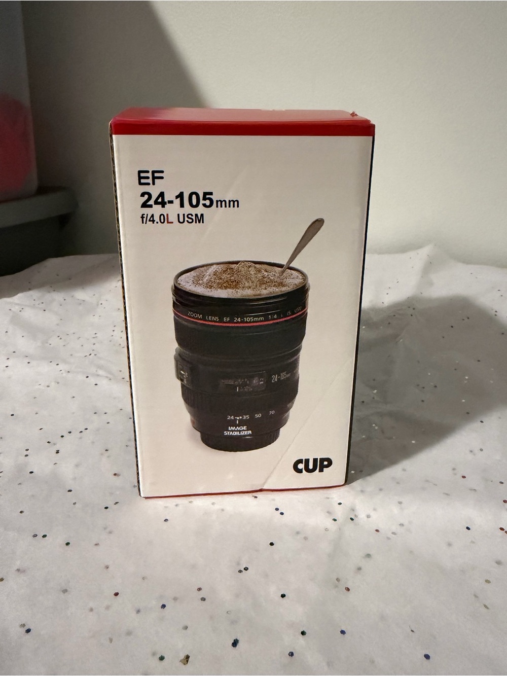 Canon-Style Black Camera Lens Coffee Cup - 24-105mm Design